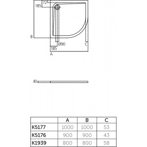 Piatto doccia in acrilico idealstandard ultraflat 80X80 curvo H4cm